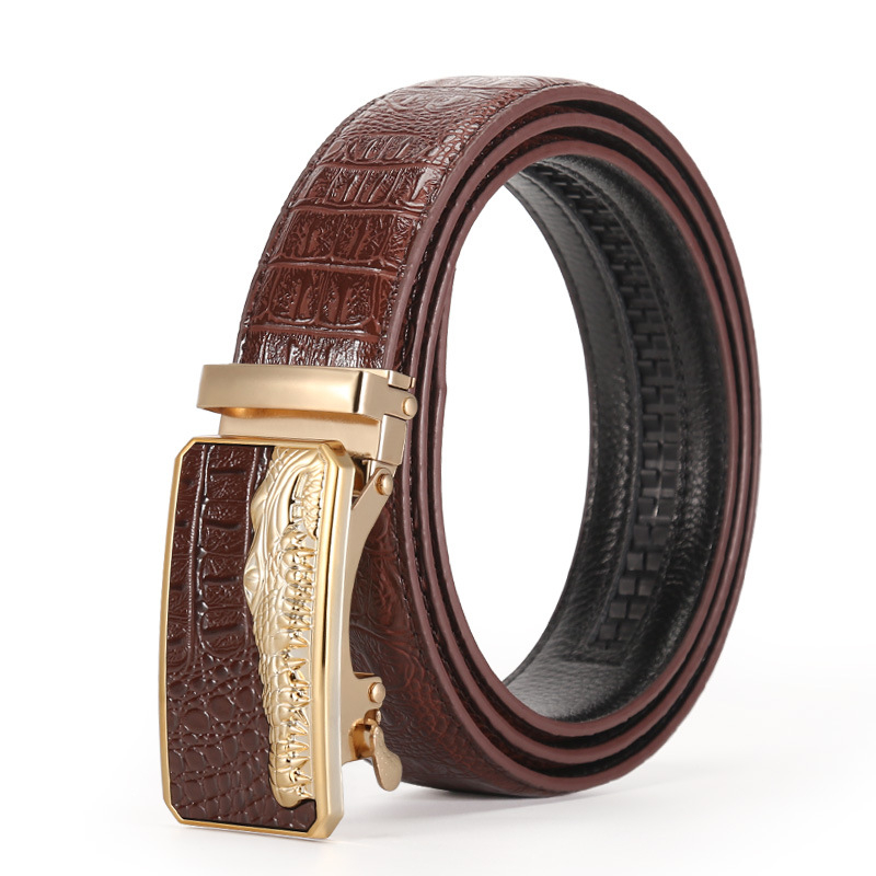 Muški kaiš od umjetne kože s automatskom kopčom, uzorak krokodila, casual stil, širina 2-4 cm