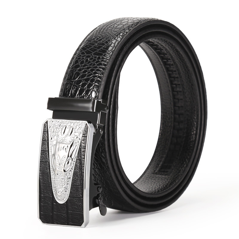 Muški kaiš od umjetne kože s automatskom kopčom, uzorak krokodila, casual stil, širina 2-4 cm