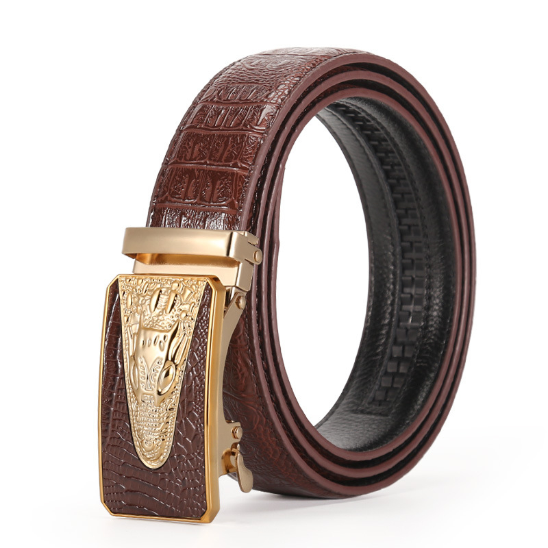 Muški kaiš od umjetne kože s automatskom kopčom, uzorak krokodila, casual stil, širina 2-4 cm