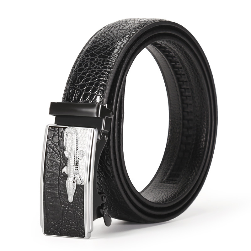 Muški kaiš od umjetne kože s automatskom kopčom, uzorak krokodila, casual stil, širina 2-4 cm