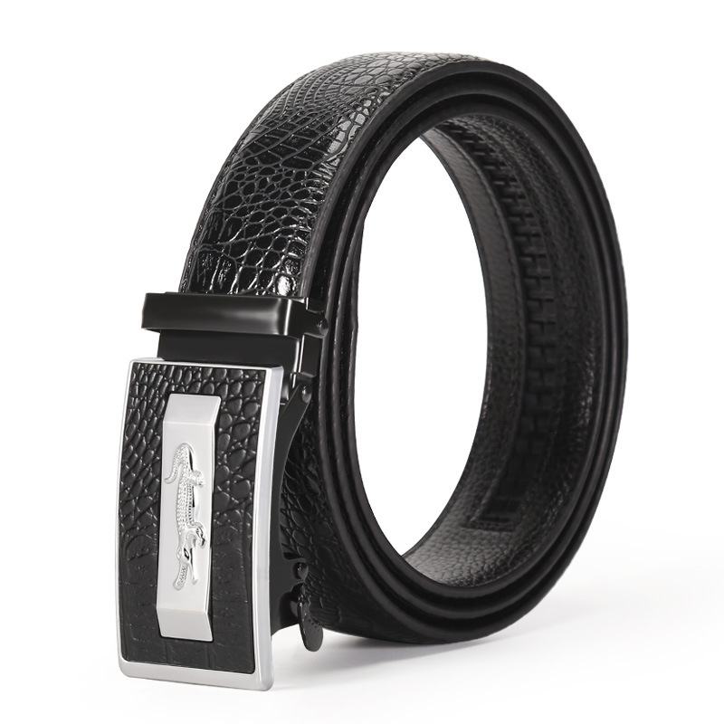 Muški kaiš od umjetne kože s automatskom kopčom, uzorak krokodila, casual stil, širina 2-4 cm