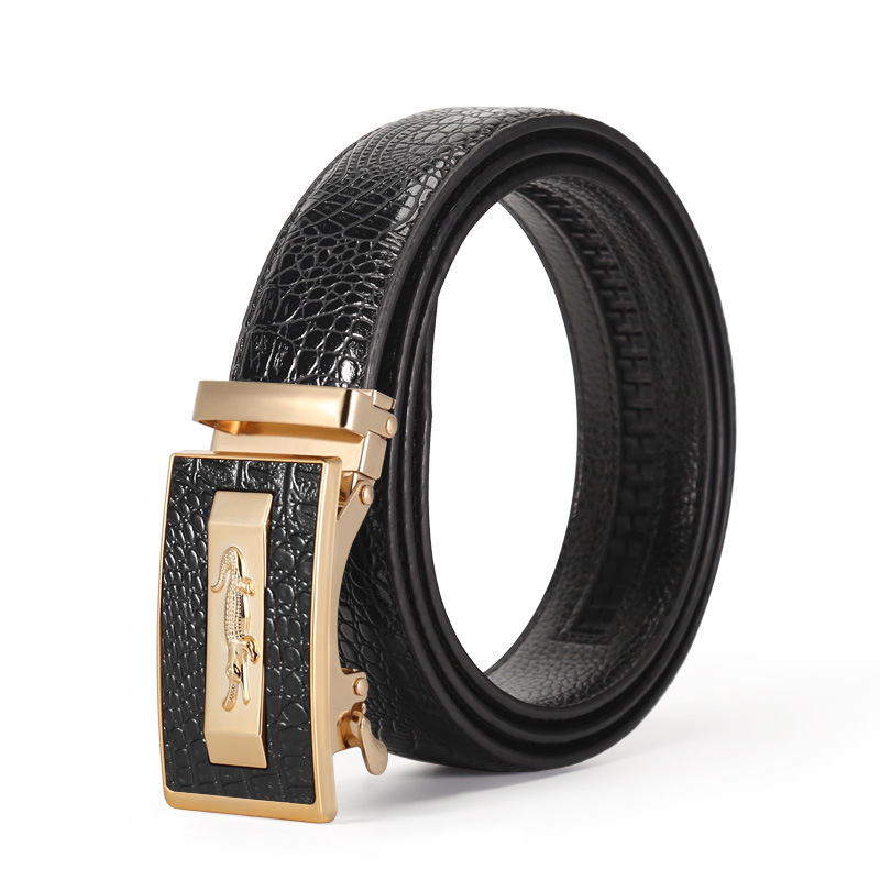 Muški kaiš od umjetne kože s automatskom kopčom, uzorak krokodila, casual stil, širina 2-4 cm