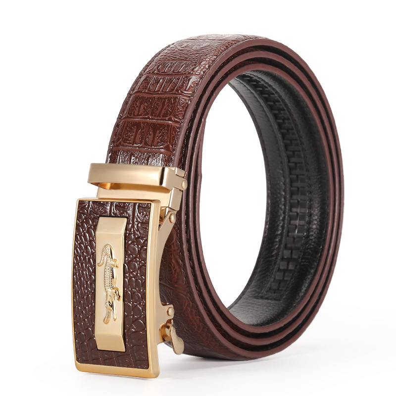 Muški kaiš od umjetne kože s automatskom kopčom, uzorak krokodila, casual stil, širina 2-4 cm