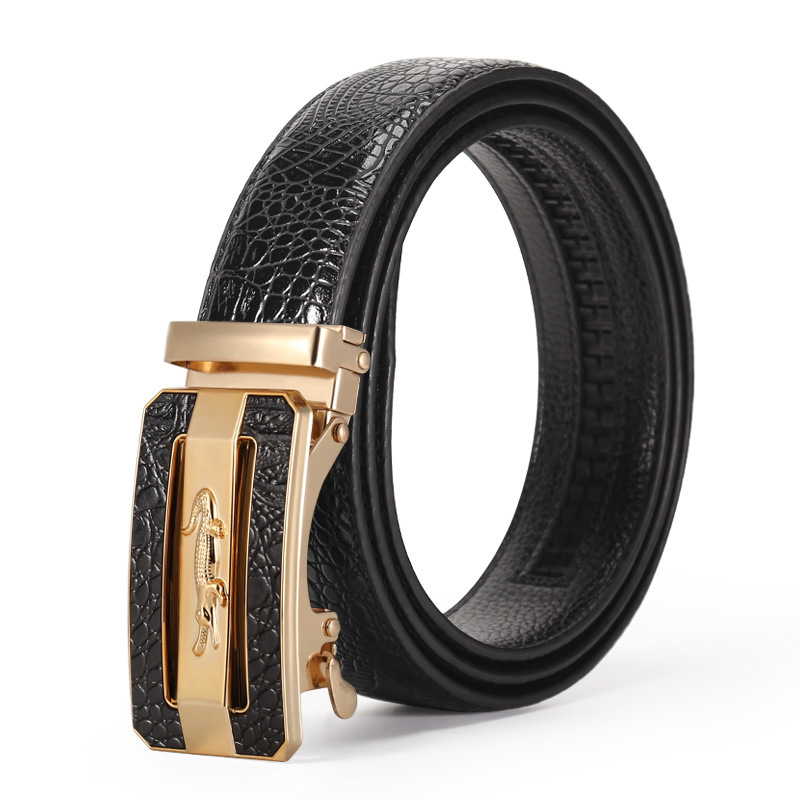 Muški kaiš od umjetne kože s automatskom kopčom, uzorak krokodila, casual stil, širina 2-4 cm
