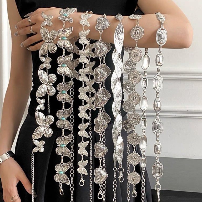 Metalinė juosmens grandinėlė moterims, bohemiško retro stiliaus, universalus dizainas, dažyta paviršiaus, 2025 vasaros leidimas