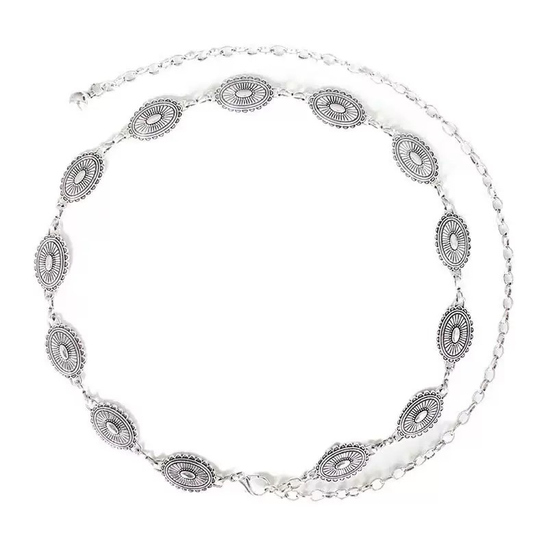 Metalinė juosmens grandinėlė moterims, bohemiško retro stiliaus, universalus dizainas, dažyta paviršiaus, 2025 vasaros leidimas