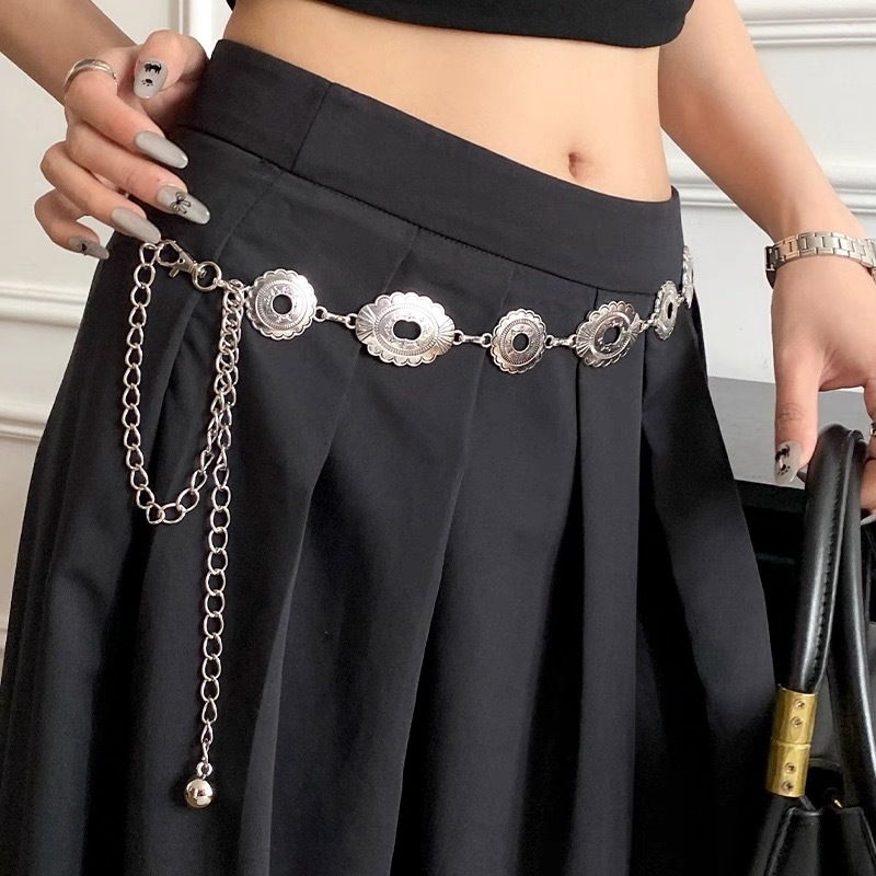 Metalinė juosmens grandinėlė moterims, bohemiško retro stiliaus, universalus dizainas, dažyta paviršiaus, 2025 vasaros leidimas