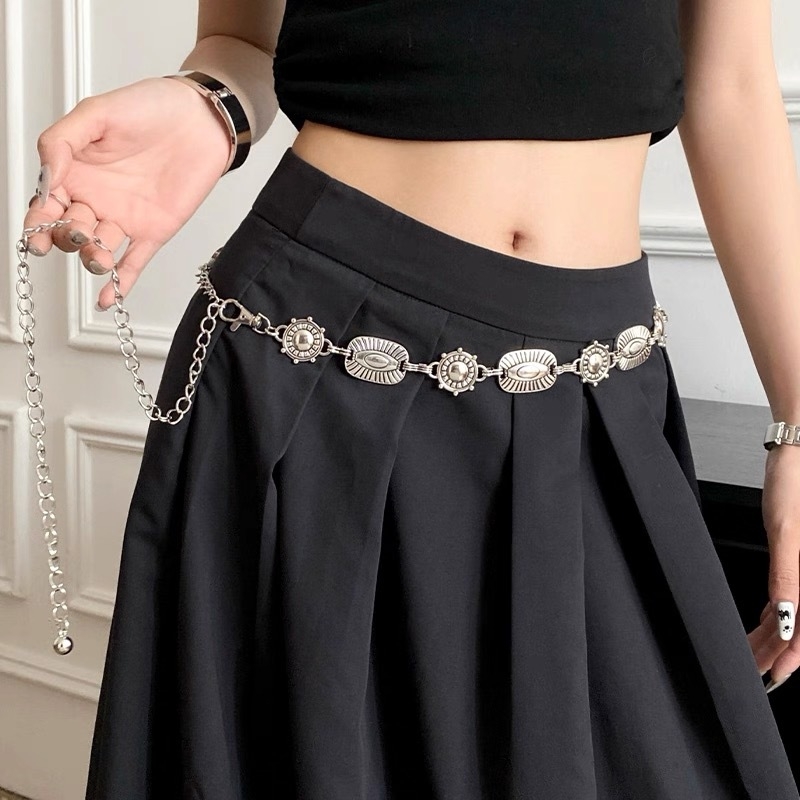 Metalinė juosmens grandinėlė moterims, bohemiško retro stiliaus, universalus dizainas, dažyta paviršiaus, 2025 vasaros leidimas