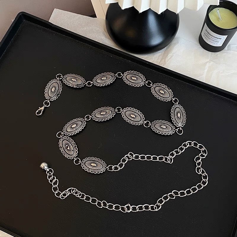 Metalinė juosmens grandinėlė moterims, bohemiško retro stiliaus, universalus dizainas, dažyta paviršiaus, 2025 vasaros leidimas