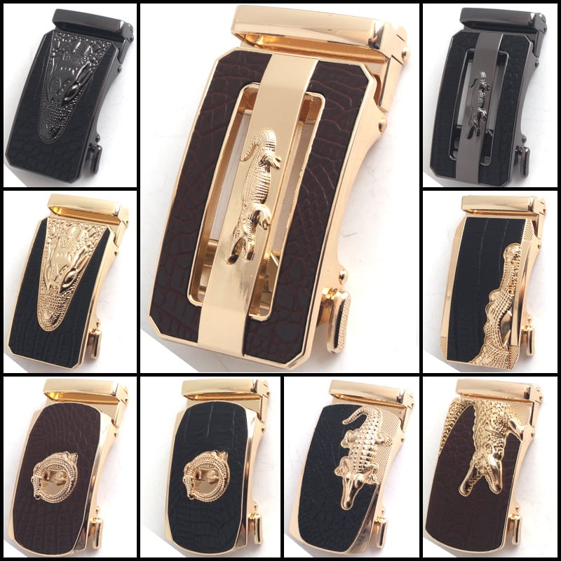 Автоматична катарама за колан, сплав, квадратна форма, модел на крокодил, бизнес стил