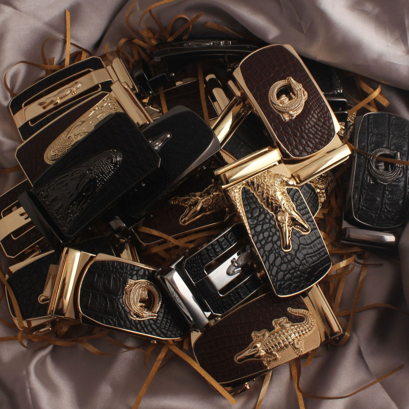 Автоматична катарама за колан, сплав, квадратна форма, модел на крокодил, бизнес стил