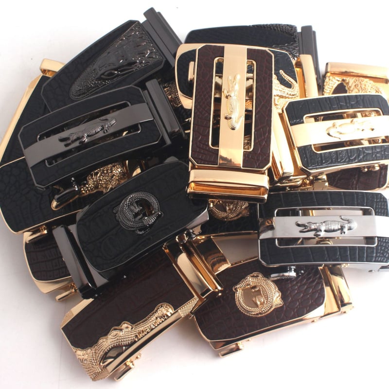 Автоматична катарама за колан, сплав, квадратна форма, модел на крокодил, бизнес стил