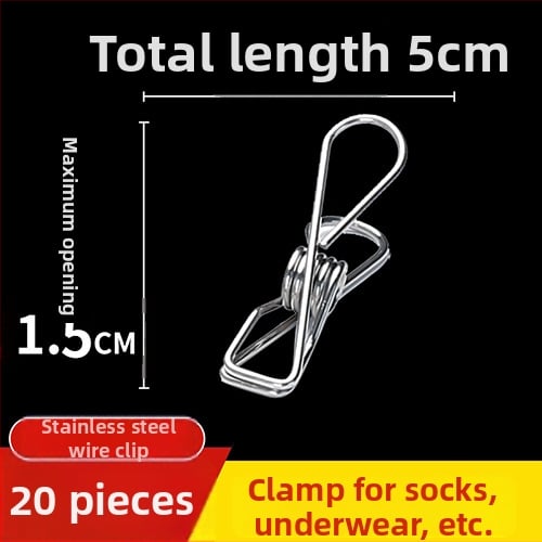 Κλιπ στέγνωσης από ανοξείδωτο ατσάλι 201, μοντέλο 658, κατάλληλο για κάλτσες, πουκάμισα, κοστούμια, γραβάτες και ρούχα· μη διπλώνεται· συσκευασίες ποικίλλουν