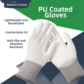 Darbo saugos pirštinės, neslidžios, su PU danga ant pirštų ir delnų, anglies pluoštas, atvirų pirštų dizainas (Svoris: 24 g)