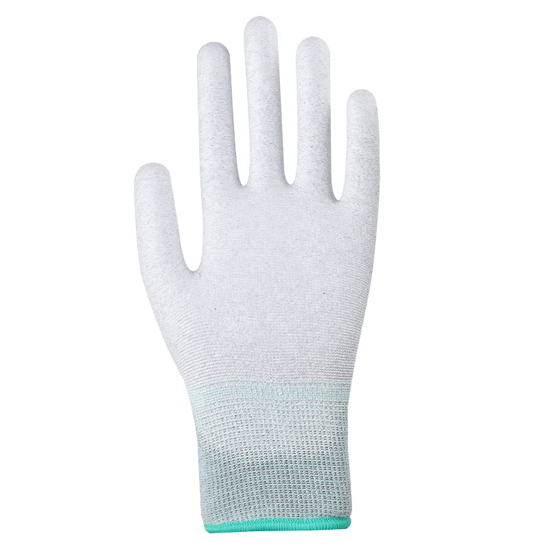 Darbo saugos pirštinės, neslidžios, su PU danga ant pirštų ir delnų, anglies pluoštas, atvirų pirštų dizainas (Svoris: 24 g)