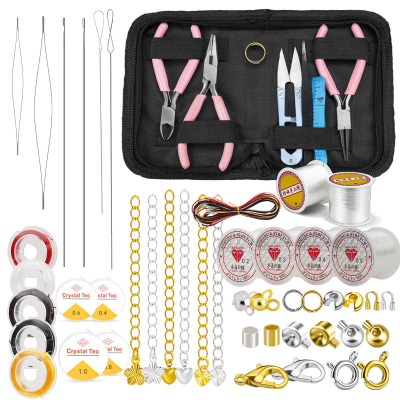Set alata za izradu nakita DIY – metal, elektroplating; uključuje iglu za navijanje perlica i elastičnu nit; Chanrui