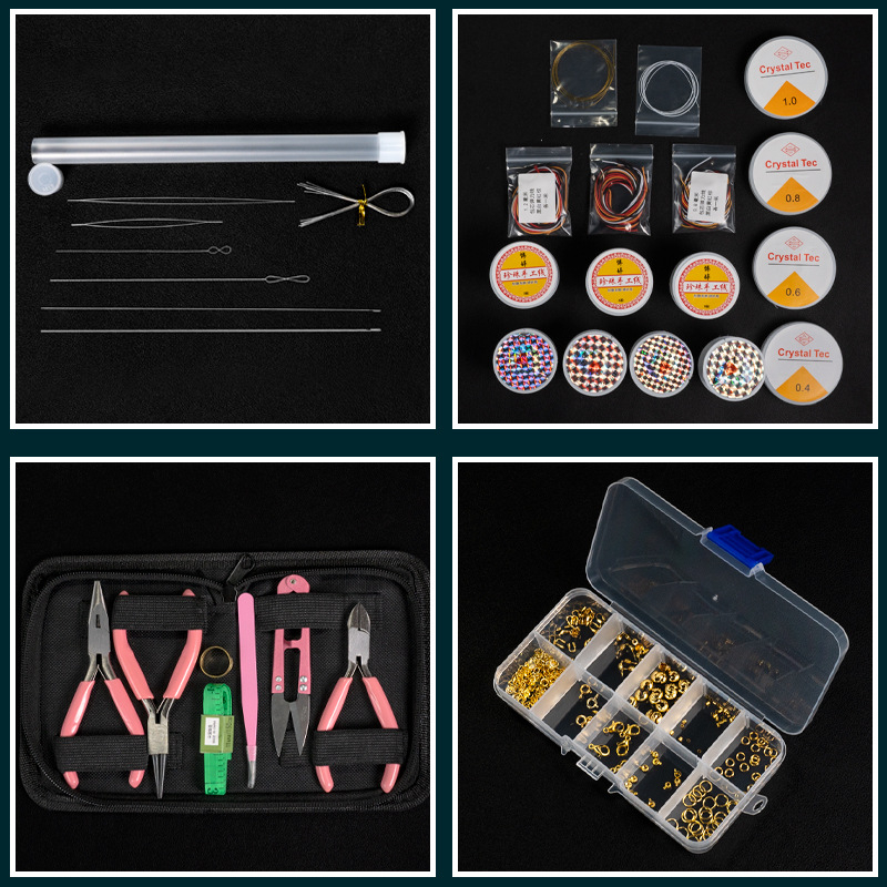 Set alata za izradu nakita DIY – metal, elektroplating; uključuje iglu za navijanje perlica i elastičnu nit; Chanrui