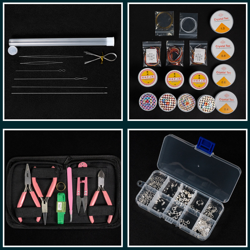 Set alata za izradu nakita DIY – metal, elektroplating; uključuje iglu za navijanje perlica i elastičnu nit; Chanrui