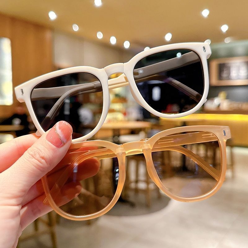 Bērnu salokāmās saulesbrilles zēniem un meitenēm, kristāla lēcas, nepolarizētas, rāmis no TR+metāla un vara sakausējuma, spoguļlēcām, Pārlaidības kategorija 2