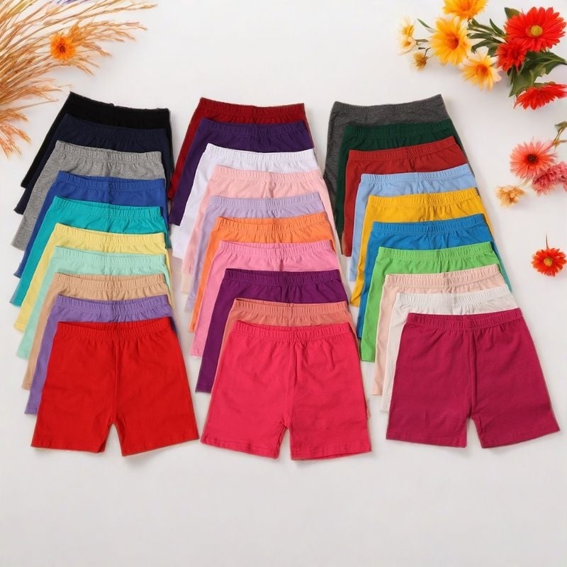 Vaikų šokių šortai iš medvilnės, su aukšta elastinga juosta, siauras kirpimas, vidutinio aukščio juosmuo su guma, švelnus pojūtis, 95% medvilnė