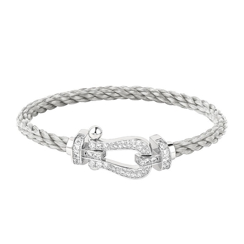 Narukvica s potkovicom kopčom, dijamantni detalji, unisex geometrijski dizajn, stacking stil, Jimira