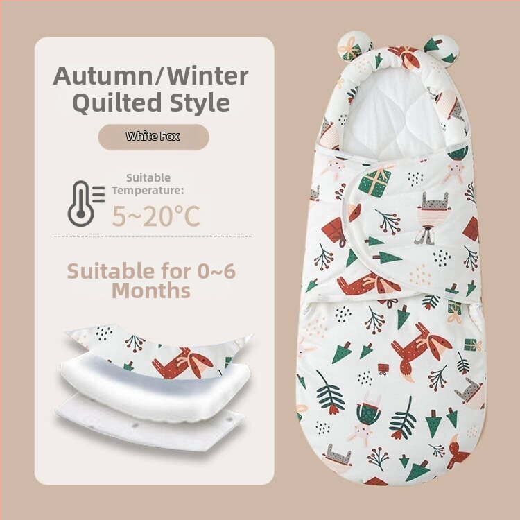 Naujagimio miego maišelis su įvyniojimu, medvilnė, gyvūnų raštas, tinkamas kūdikiams ir mažyliams (1–3 m.), visų metų naudojimui — pavasaris 2025
