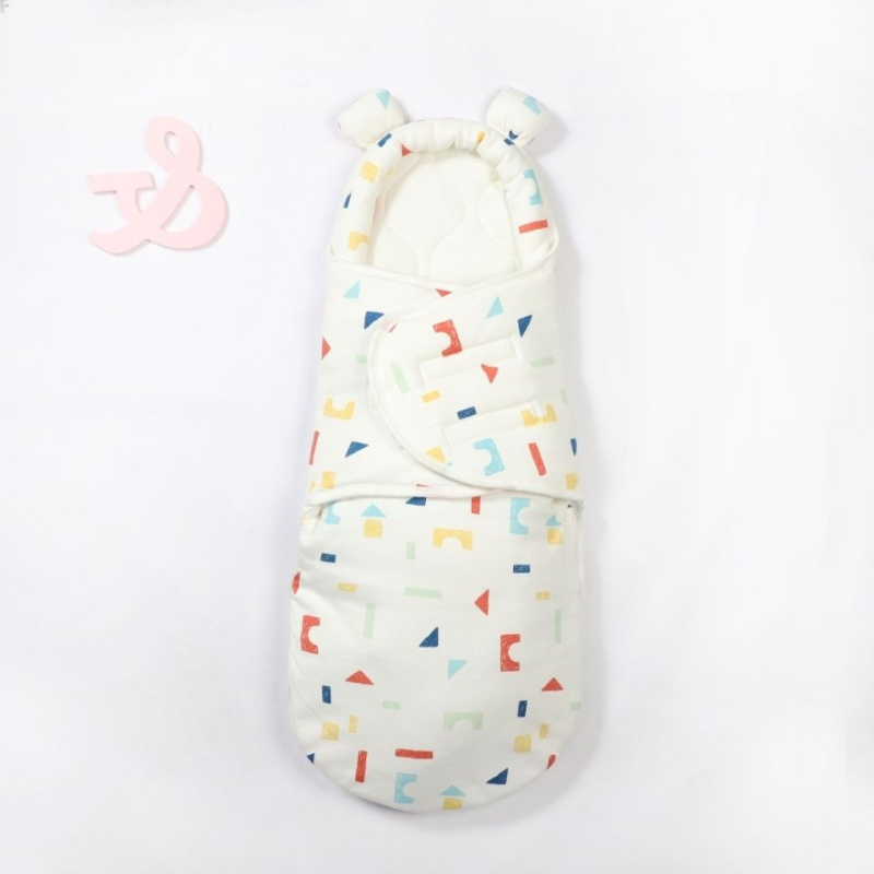 Naujagimio miego maišelis su įvyniojimu, medvilnė, gyvūnų raštas, tinkamas kūdikiams ir mažyliams (1–3 m.), visų metų naudojimui — pavasaris 2025