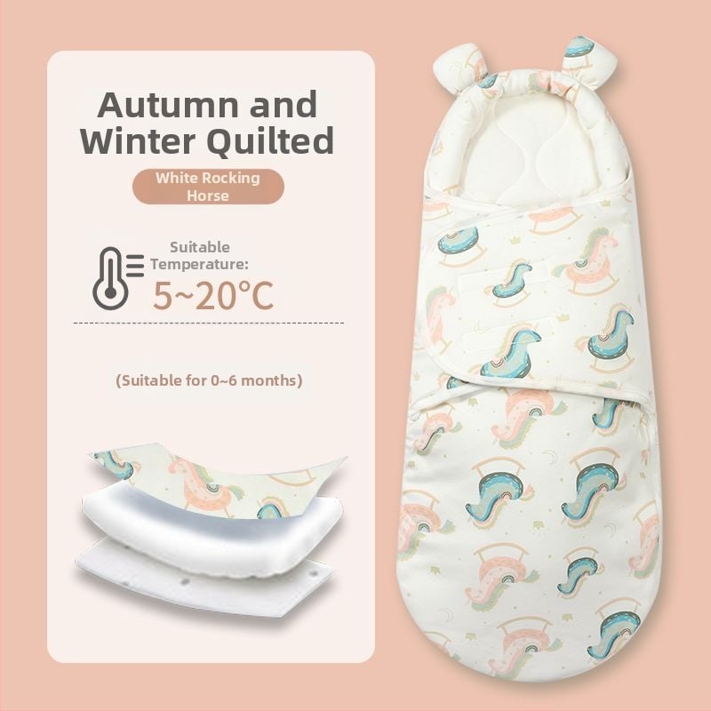 Naujagimio miego maišelis su įvyniojimu, medvilnė, gyvūnų raštas, tinkamas kūdikiams ir mažyliams (1–3 m.), visų metų naudojimui — pavasaris 2025