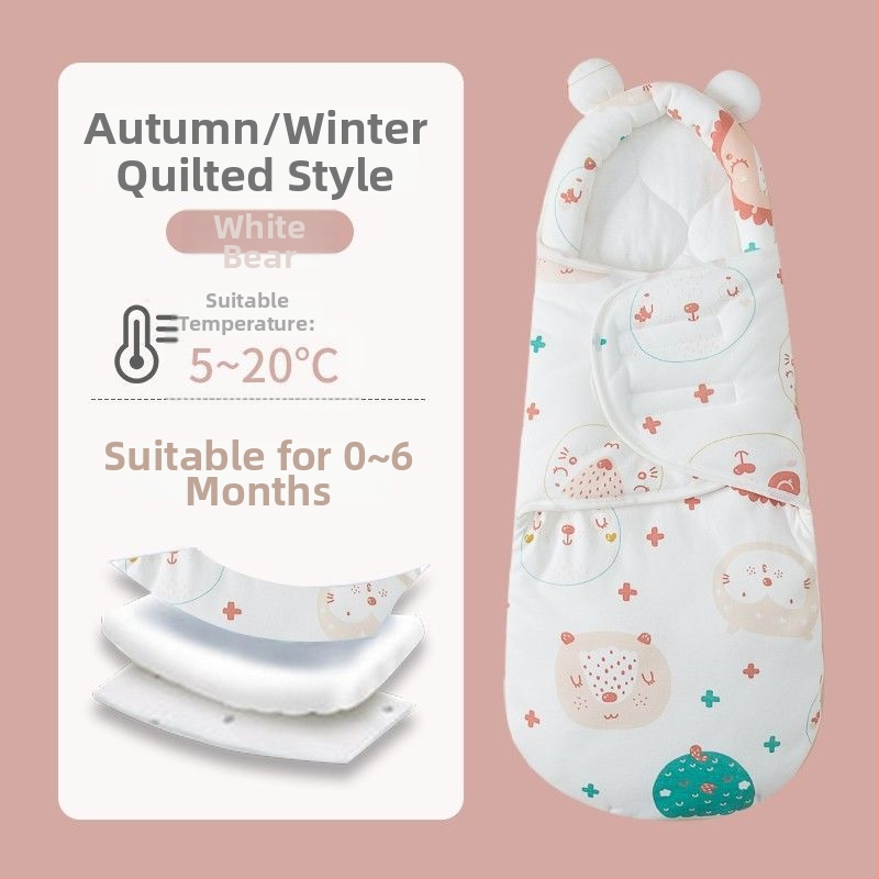 Naujagimio miego maišelis su įvyniojimu, medvilnė, gyvūnų raštas, tinkamas kūdikiams ir mažyliams (1–3 m.), visų metų naudojimui — pavasaris 2025