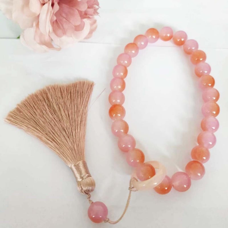 Stikla pērlīšu rokassprādze, rokām darināta, retro stils, pilienveida forma, 27 pērlīšu