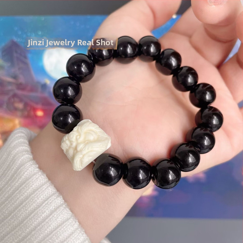 Stikla pērlīšu rokassprādze, rokām darināta, retro stils, pilienveida forma, 27 pērlīšu