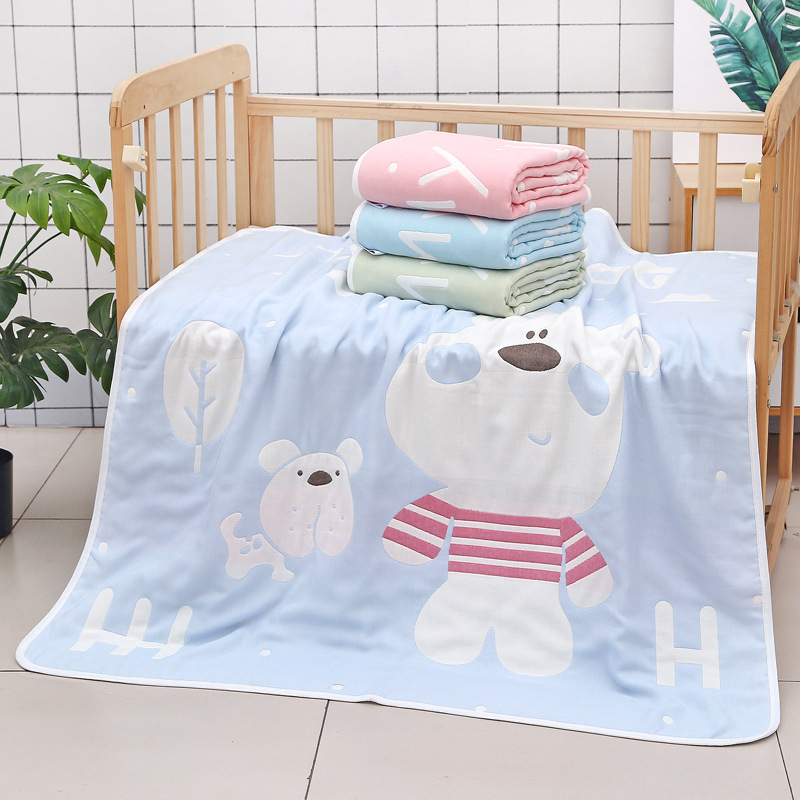 Šesteroslojni pamučni ručnik za bebe s jacquard uzorkom crtani lik, ljetna deka za vrtić, težina iznad 500 g, 99% pamuk, mogućnost personalizacije obrade
