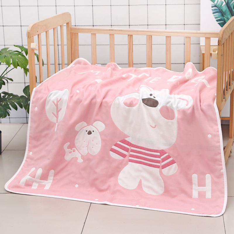 Šesteroslojni pamučni ručnik za bebe s jacquard uzorkom crtani lik, ljetna deka za vrtić, težina iznad 500 g, 99% pamuk, mogućnost personalizacije obrade