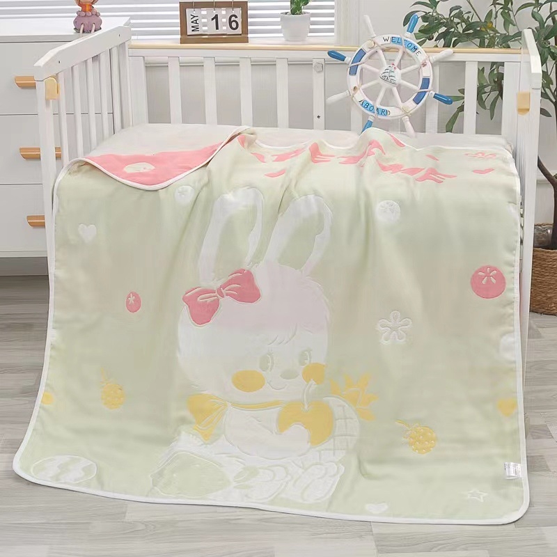 Šesteroslojni pamučni ručnik za bebe s jacquard uzorkom crtani lik, ljetna deka za vrtić, težina iznad 500 g, 99% pamuk, mogućnost personalizacije obrade