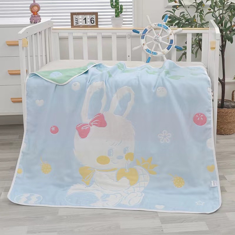 Šesteroslojni pamučni ručnik za bebe s jacquard uzorkom crtani lik, ljetna deka za vrtić, težina iznad 500 g, 99% pamuk, mogućnost personalizacije obrade
