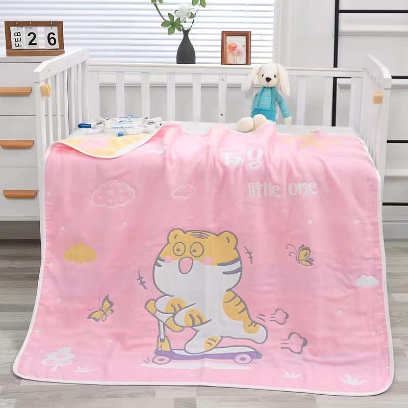 Šesteroslojni pamučni ručnik za bebe s jacquard uzorkom crtani lik, ljetna deka za vrtić, težina iznad 500 g, 99% pamuk, mogućnost personalizacije obrade