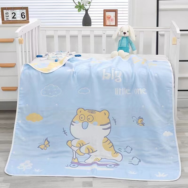 Šesteroslojni pamučni ručnik za bebe s jacquard uzorkom crtani lik, ljetna deka za vrtić, težina iznad 500 g, 99% pamuk, mogućnost personalizacije obrade