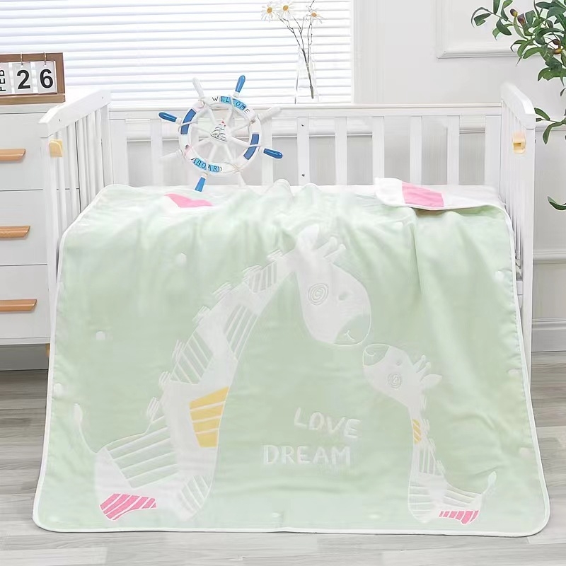 Šesteroslojni pamučni ručnik za bebe s jacquard uzorkom crtani lik, ljetna deka za vrtić, težina iznad 500 g, 99% pamuk, mogućnost personalizacije obrade