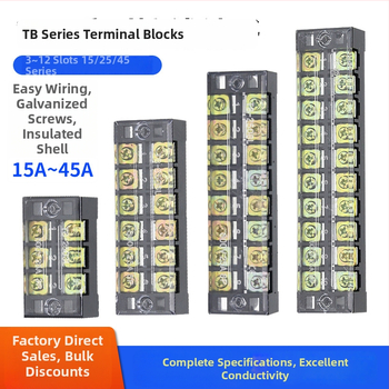 TB seeria terminaliblokk, kaabliühendaja, 15/25/45A, 3/4/6/10/12 positsiooni, fikseeritud jaotusblokk