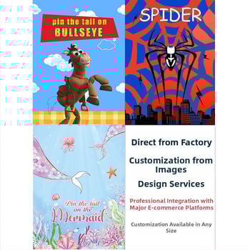 Vaikų vakarėlio plakatų rinkinys su akių užklojimo žaidimu, Monster Truck plakatas ir lipdukai; medžiaga: popierius; modelis: miesto herojus plakatas; stilius: piešinių stilius ir vakarėlis; tema: Little Spider