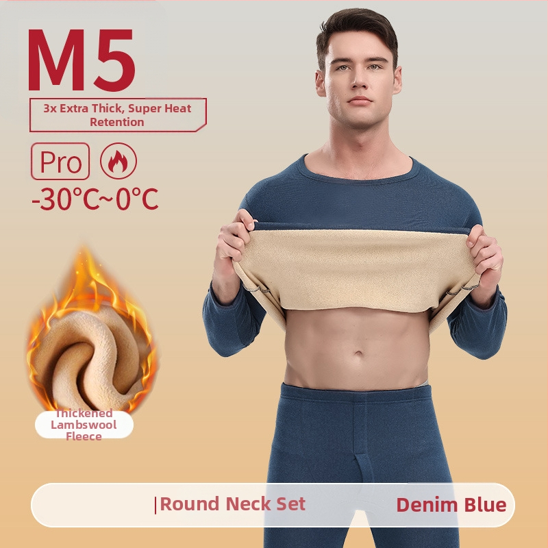 Unisex termalni set od Lambskin fleece — izuzetno debeli materijal, okrugli izrez, dugi rukavi, gornji dio i hlače