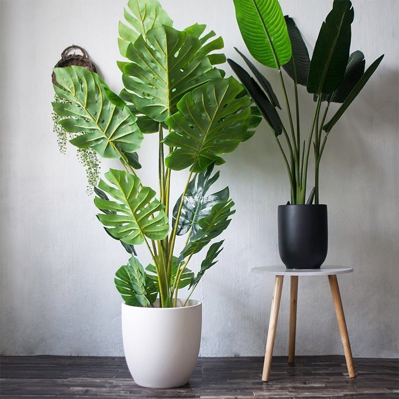 Keramiskais puķu pods Extra Large, Melns–Balts, Stāvošs uz grīdas, Vienkāršs stils, Mājas dārzkopība