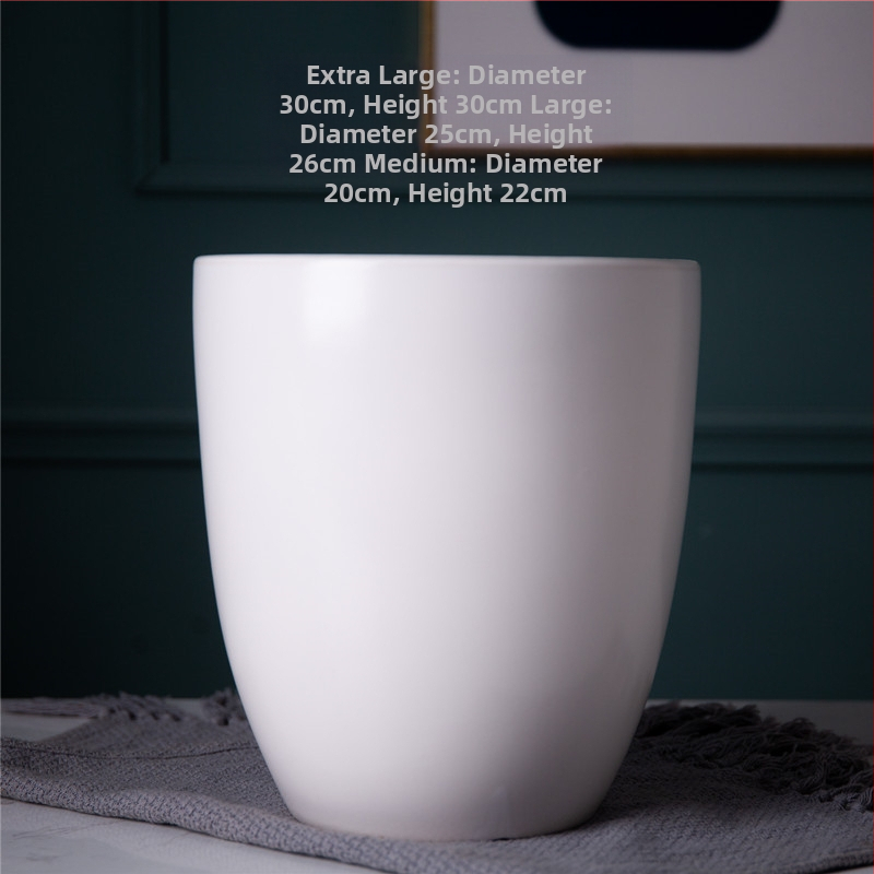 Keramiskais puķu pods Extra Large, Melns–Balts, Stāvošs uz grīdas, Vienkāršs stils, Mājas dārzkopība