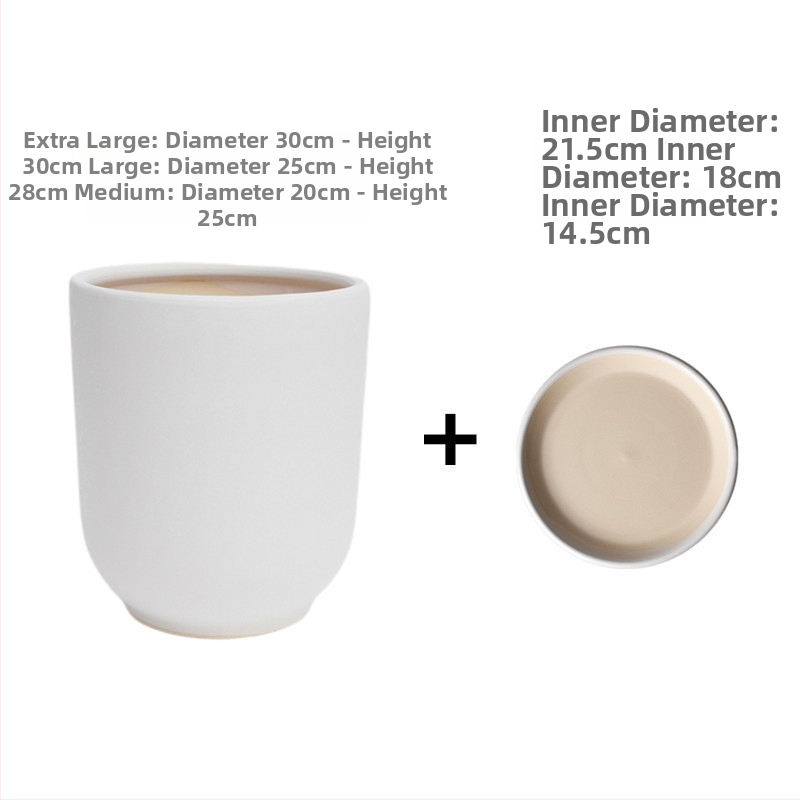 Keramiskais puķu pods Extra Large, Melns–Balts, Stāvošs uz grīdas, Vienkāršs stils, Mājas dārzkopība