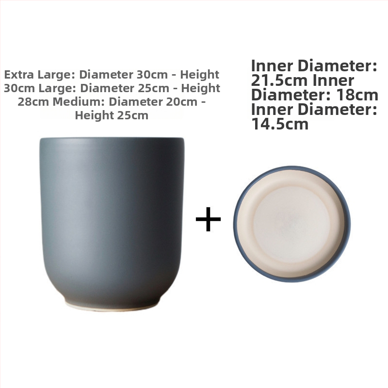 Keramiskais puķu pods Extra Large, Melns–Balts, Stāvošs uz grīdas, Vienkāršs stils, Mājas dārzkopība