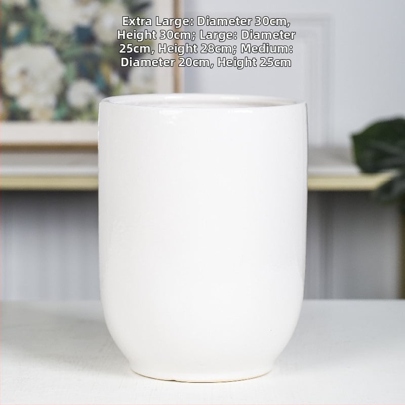 Keramiskais puķu pods Extra Large, Melns–Balts, Stāvošs uz grīdas, Vienkāršs stils, Mājas dārzkopība