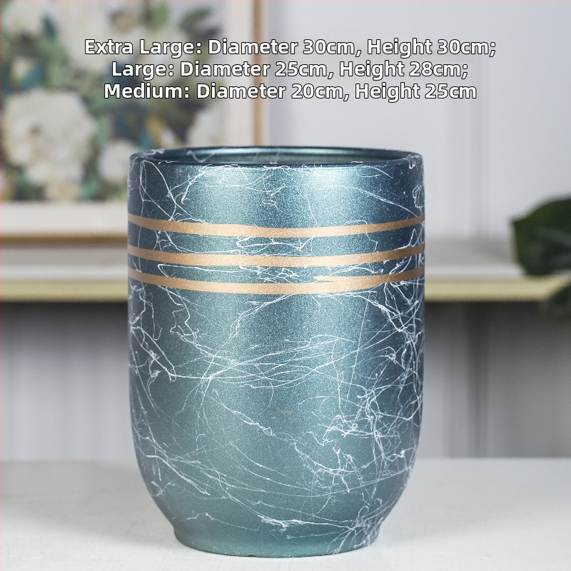 Keramiskais puķu pods Extra Large, Melns–Balts, Stāvošs uz grīdas, Vienkāršs stils, Mājas dārzkopība