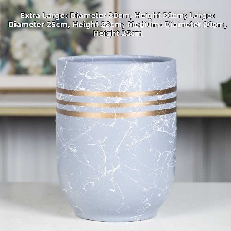 Keramiskais puķu pods Extra Large, Melns–Balts, Stāvošs uz grīdas, Vienkāršs stils, Mājas dārzkopība