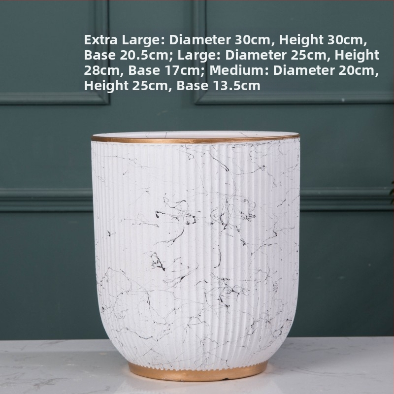 Keramiskais puķu pods Extra Large, Melns–Balts, Stāvošs uz grīdas, Vienkāršs stils, Mājas dārzkopība