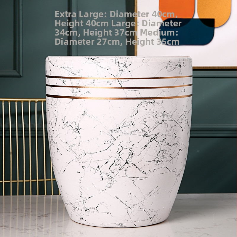 Keramiskais puķu pods Extra Large, Melns–Balts, Stāvošs uz grīdas, Vienkāršs stils, Mājas dārzkopība